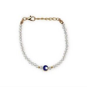 🧿 White Evil Eye Bracelet Gold Rhinestones Crystals NEW From Turkey